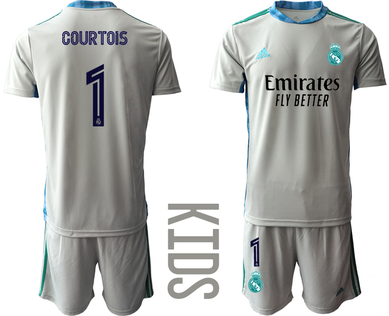 Youth 2020-2021 club Real Madrid grey goalkeeper #1 Soccer Jerseys1